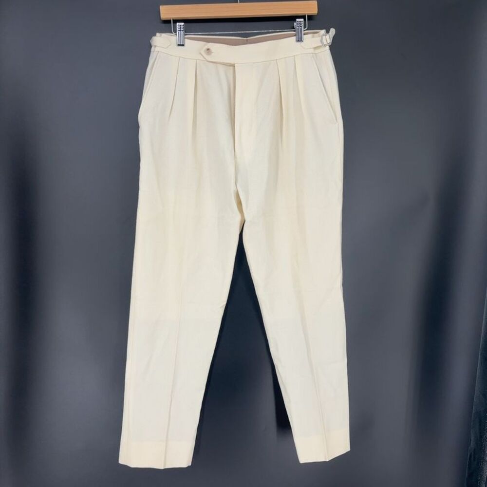 Suitsupply SuitSupply Off-White Wide Leg Tapered Trousers